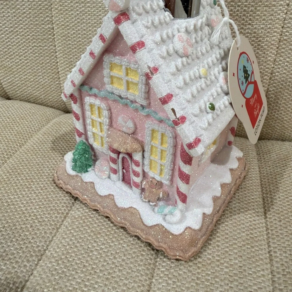 NEW Merry and Bright Gingerbread House Lotion Pump Christmas Holiday Decor